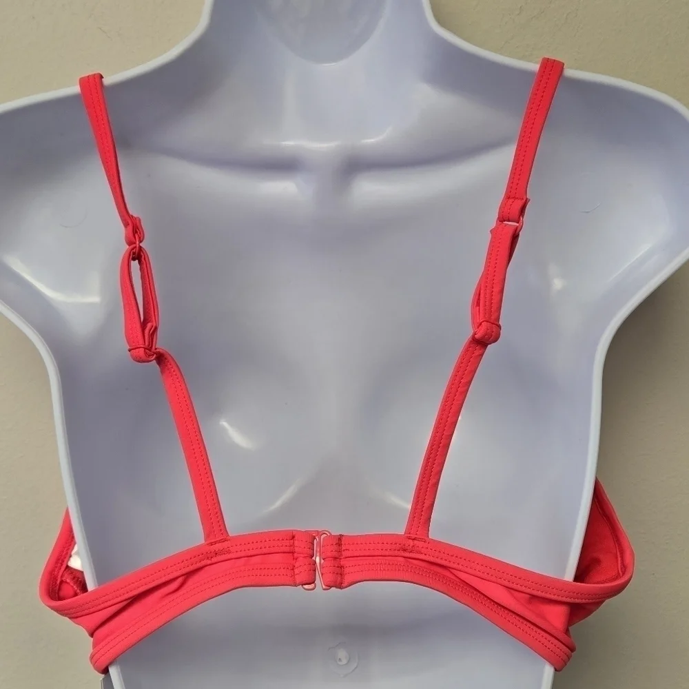 Adidas Cross Back bikini top Neon Red and White 12